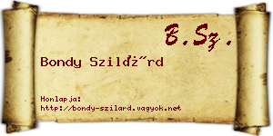 Bondy Szilárd névjegykártya
